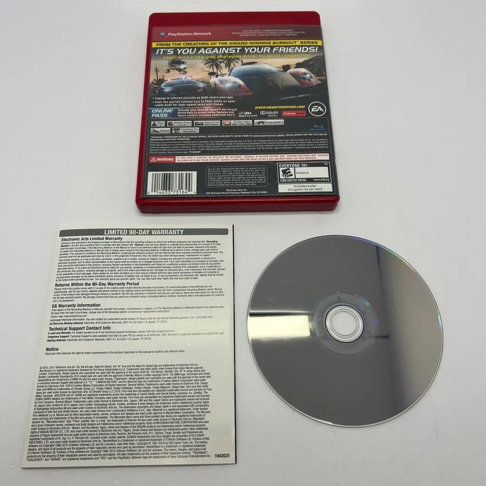 Need for Speed Hot‎ Pursuit PlayStation 3 PS3 Greatest Hits Tested Red Case